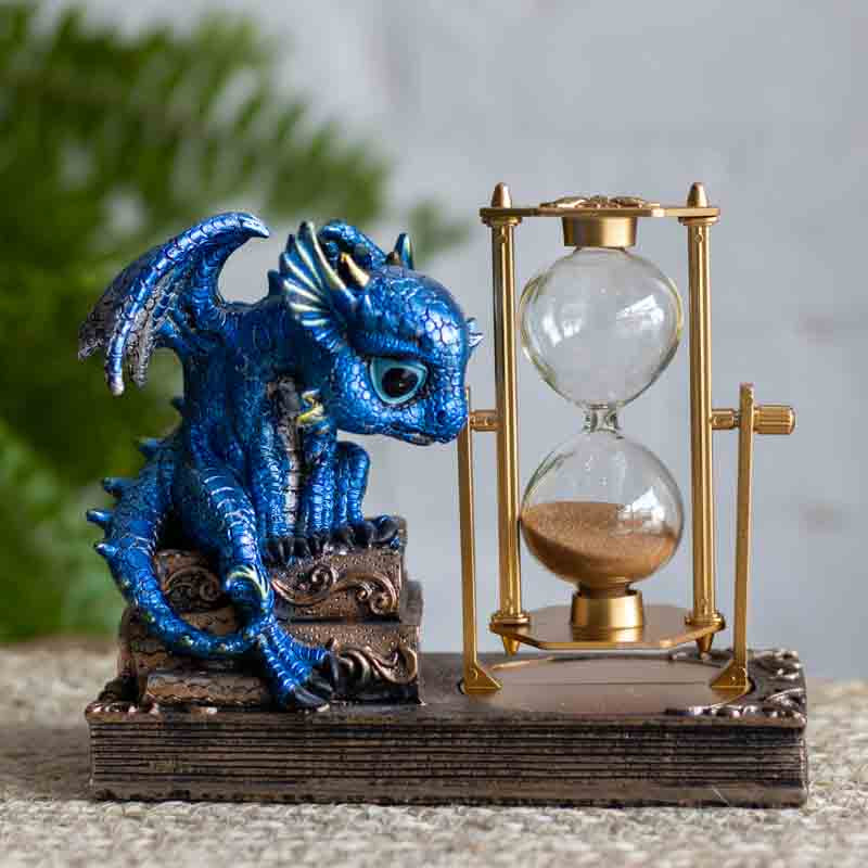 Ampulheta do Bebê Dragão Azul | Objeto Decorativo ampulhetas,dragao,eles,estatuetas,ludico,mistico,objetos outros